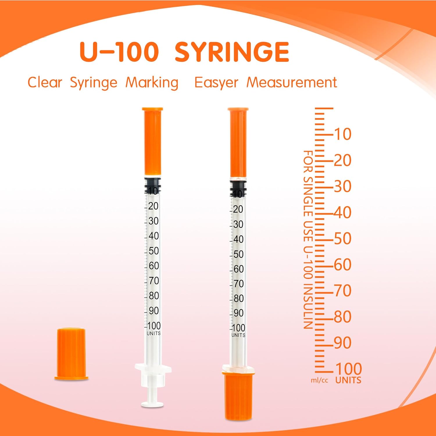 1ml/cc 31G 1/4 Inch Syringes, Disposable Syringe, Individual Wrapped, Box of 100