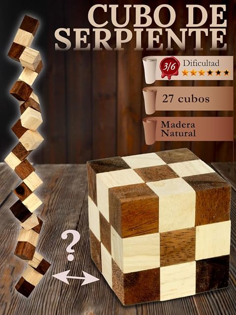 Foto 2 de 6 de Logica Juegos Art. Serpiente - Rompecabezas lógicas 3D - Dificultad 3/6 Difícil - Rompecabezas de Madera