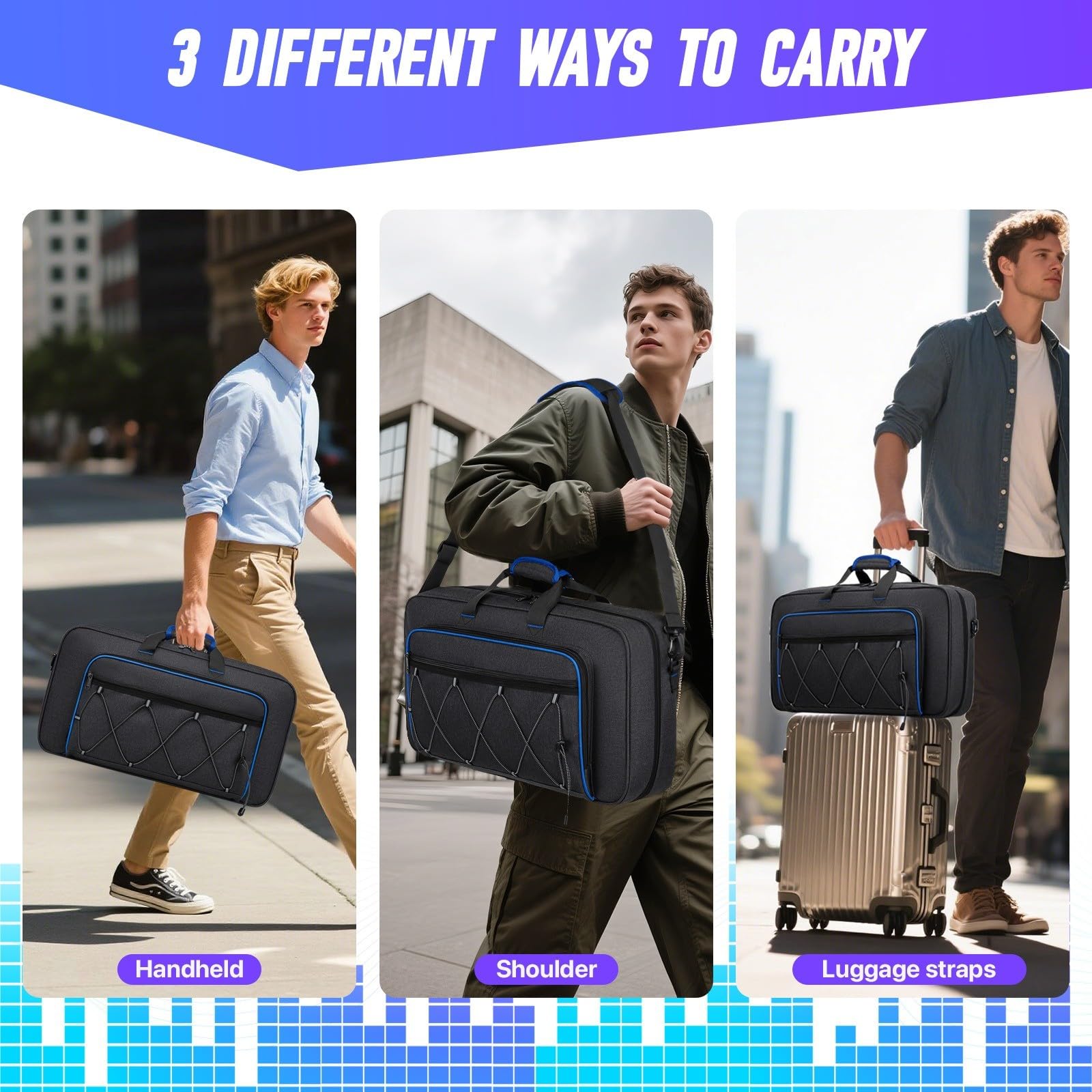 Borsa per il trasporto in tessuto Oxford per attrezzature DJ DDJ-FLX4/DDJ-400/DDJ-REV1 e laptop da 15,6 pollici, custodia versatile grigio (grigio)