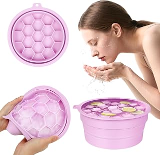 Ice Face Bowl, Foldable Face Owl with Built-In Ice Beam, Portable Quick Cooling Face Wash Basin Sink for Soothe Skin, Home or Travel