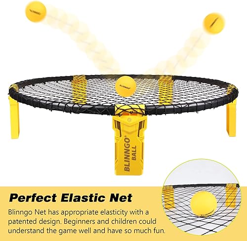 Miniatura 3 de Juego de 2 bolas con bolsa de transporte, juego de picos para jugar al juego de red redonda para césped, playa, patio, parque al aire libre e