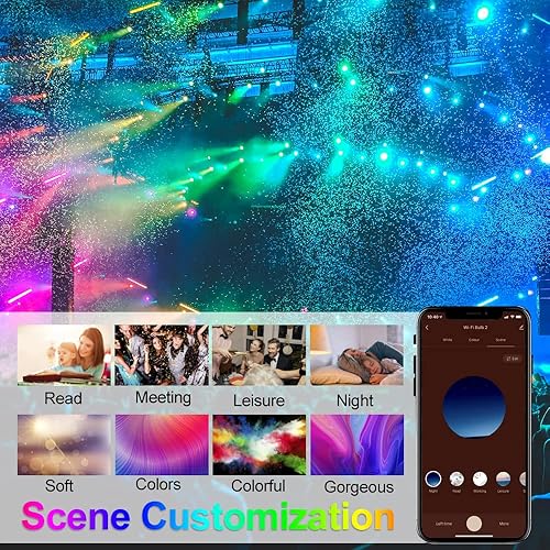 Miniatura 4 de YGS-Tech Iluminación empotrada inteligente de 2 pulgadas, luz de techo LED WiFi de 5W 120V, compatible con Alexa y Google Home, RGB regulable y CCT