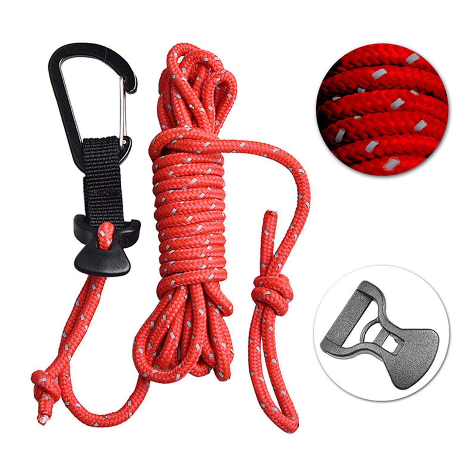 courti 4 Tent Camping Rope, Reflective Cord Guy, 98.43inch/2.5m Long Guy Ropes Windproof Tent Guide Rope With Hook - Image 2