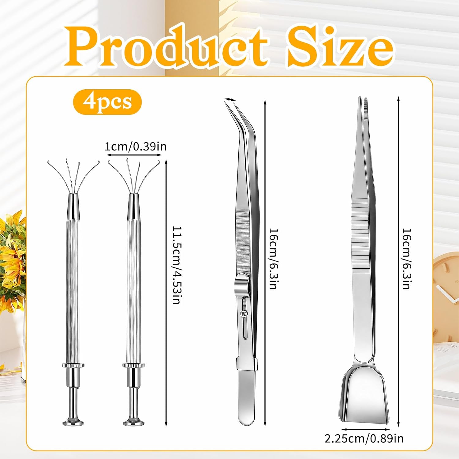 4 Pcs Sprinkles Tool for Cake Decorating Jewelry Septum Earring Ball Bead Holder Screw Grabber Tool Include Tweezer with Shovel Head Spoon Claw Pen Pearl Grabber Sprinkle Pen for Cookie Cupcake Decor