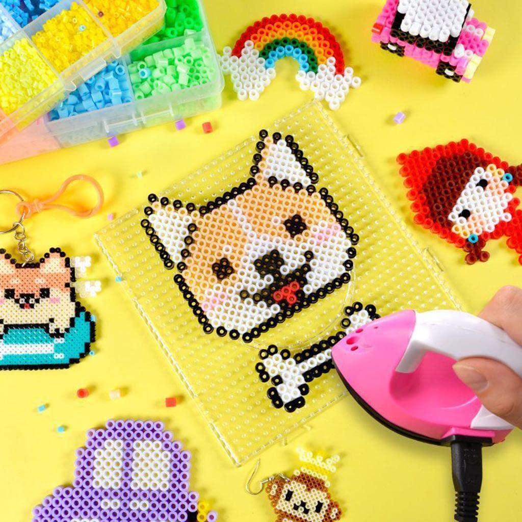 Beads Bügelperlen Bastelpackung DIY Bastelperlen Steckplatten mit Zubehör aus Robustem für Kinder Kunstprojekt