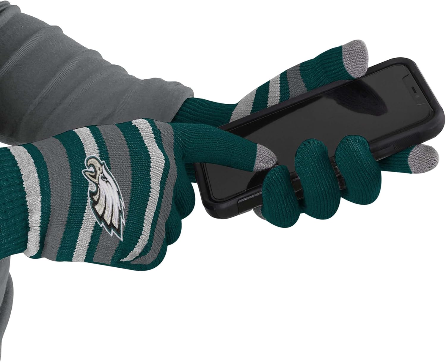 FOCO NFL unisex-adult Nfl Team Logo Adult Stretch Gloves With Stripe Pom Winter Knit Hat Beanie Set - Image 6