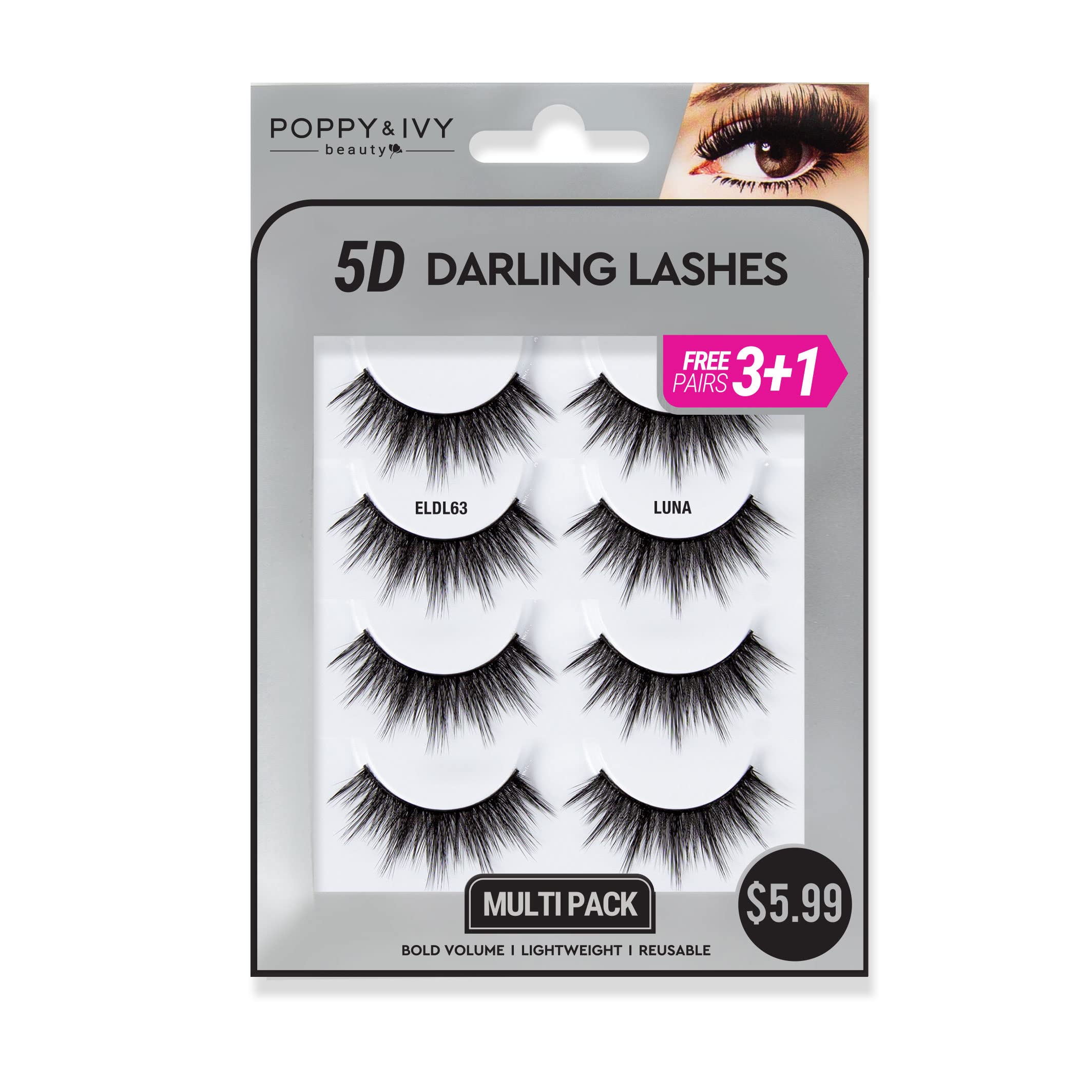 Amazon.com: Poppy & Ivy 5D Darling Lashes - 4 Pairs (Luna)