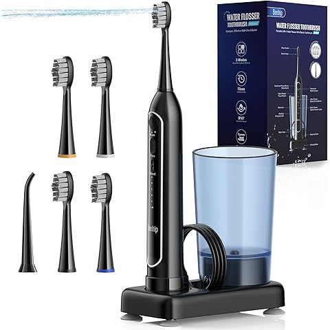 Water Flosser with Electric Toothbrush – 3 Sonic Toothbrush Modes & 5 Water Flossin...