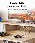 JOY worker Small Electric Standing Desk, 35" x 25" Height Adjustable Desk with Built-in Monitor Stand & Storage Drawer, White Sit Stand Desk with 2 Hooks for Home Office, Light Walnut