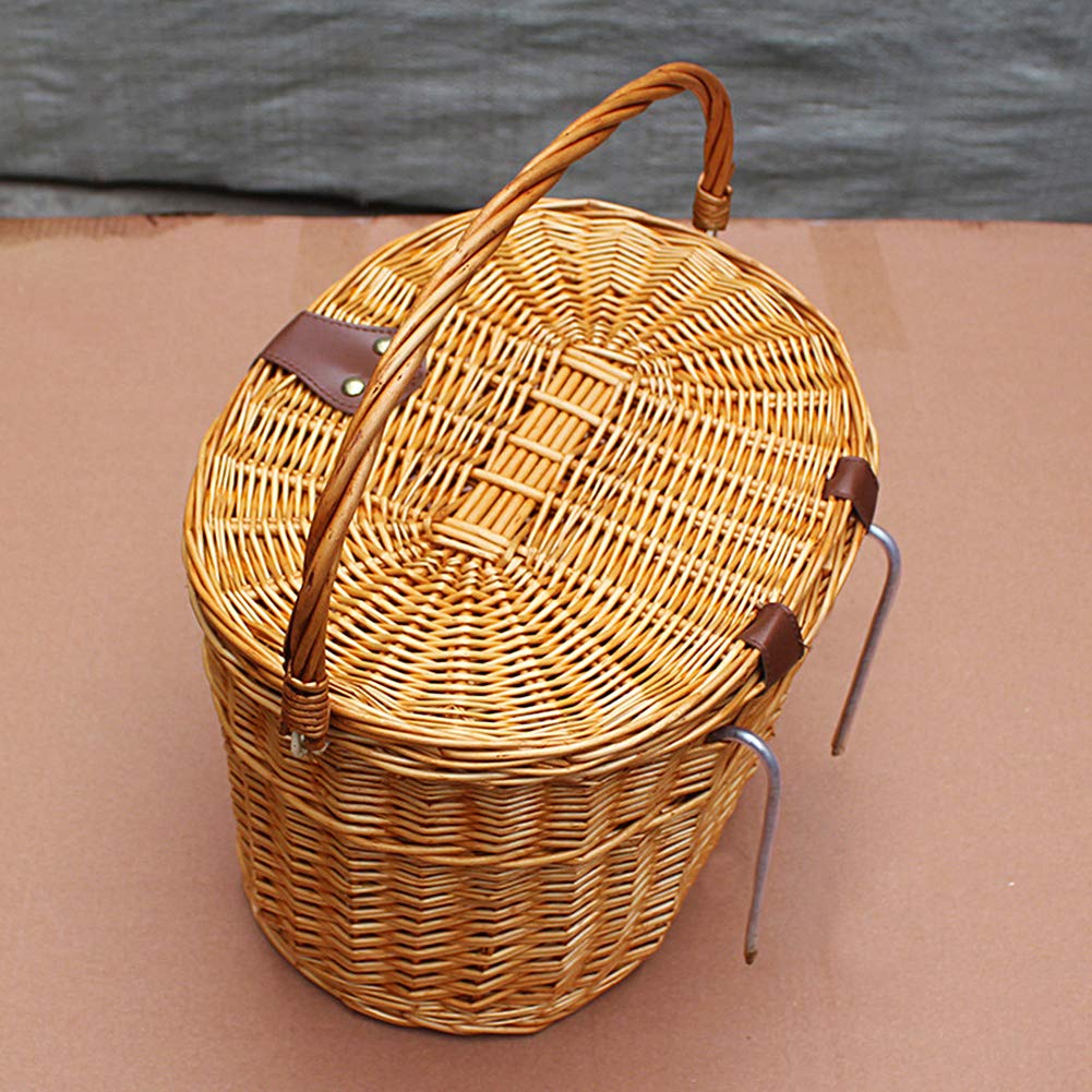 Fahrradkorb Retro Bäckerkorb Fahrradkorb Weidenkorb Fahrrad Korb mit Zwei Gurten und Deckel