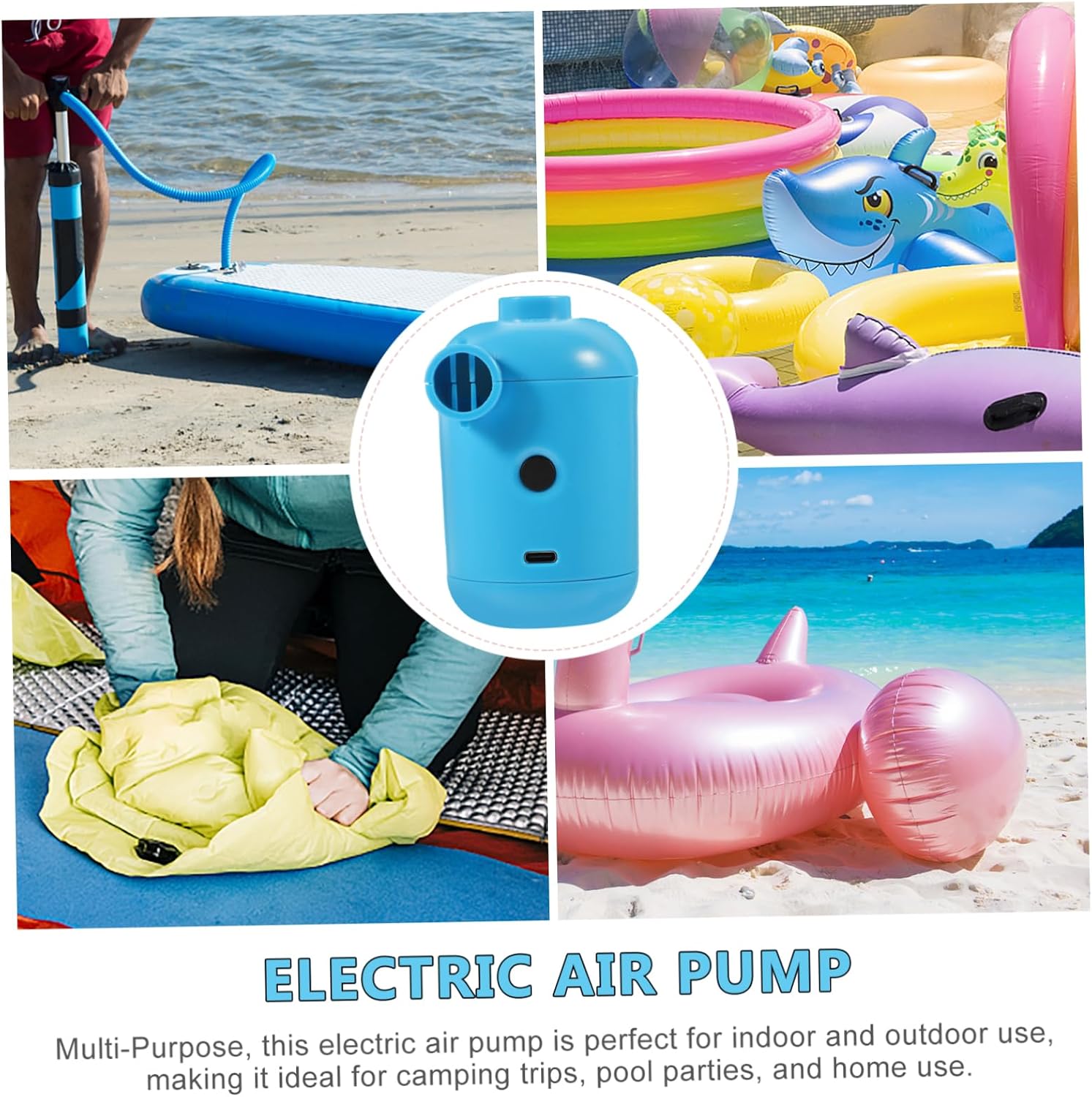 Inflatable Pump for Air Mattress Travel Outdoor Fish Tank Sturdy High Airflow Electric Compressor Vacuum Storage Bag Fast Inflation