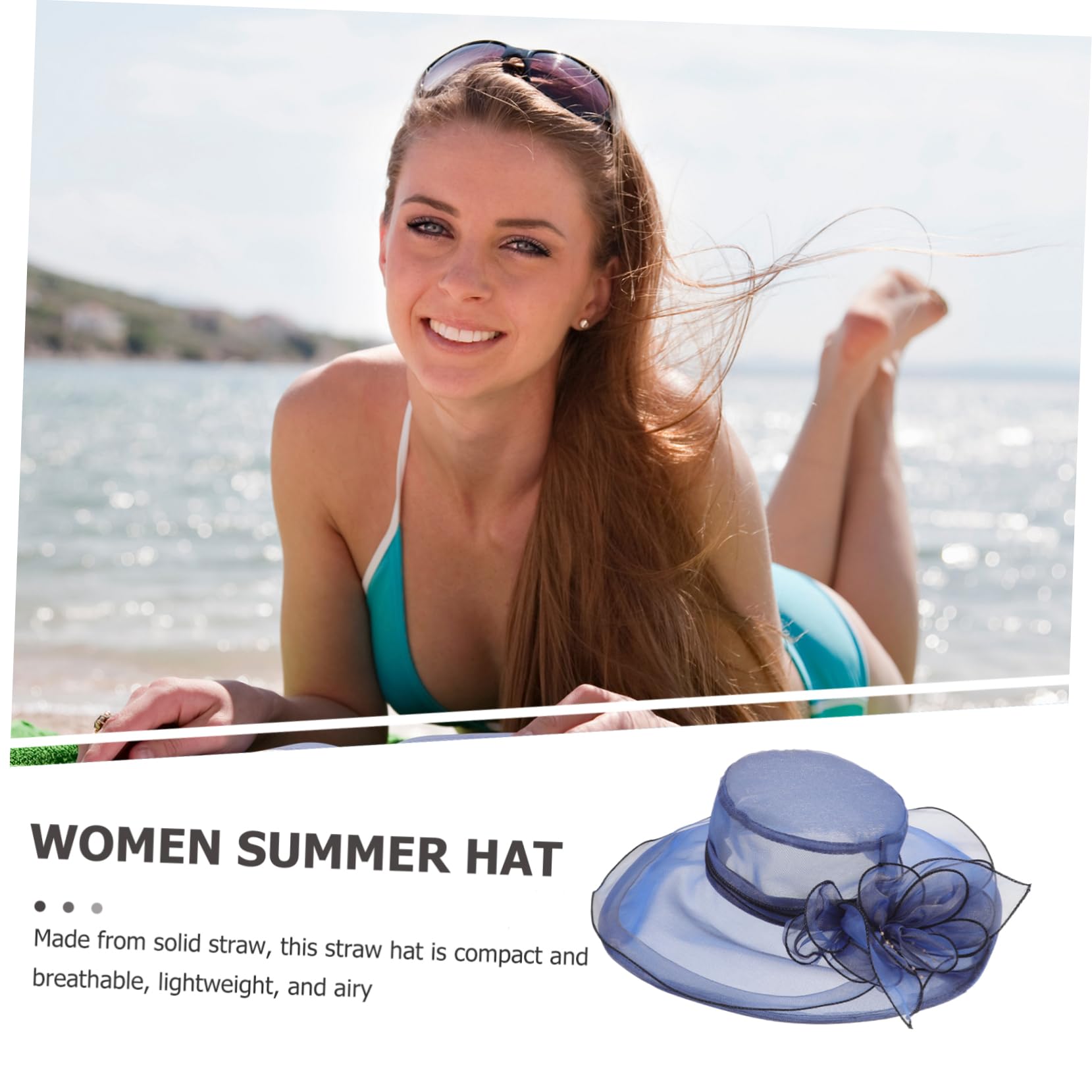 Veemoon Chapeau de Tulle pour Large Décoratif Chapeau Église Élégant Protection Solaire pour Activités Air