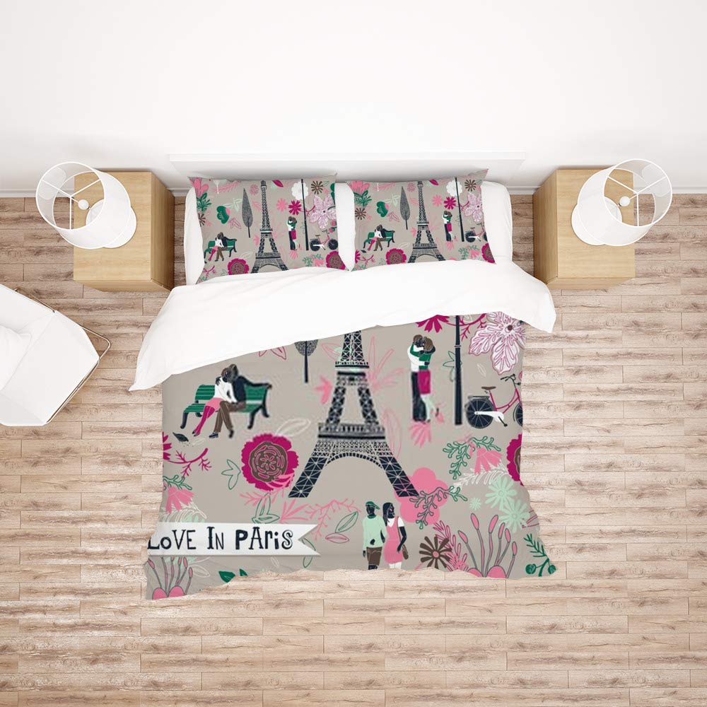 Parure de lit King Love in Paris en microfibre ultra douce