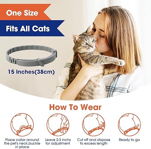 Miniatura 6 de Zooblu Collar calmante para gatos  Collar calmante para gatos de 15 pulgadas, alivio de la ansiedad de los gatos, dura 60 días, collar calmante de