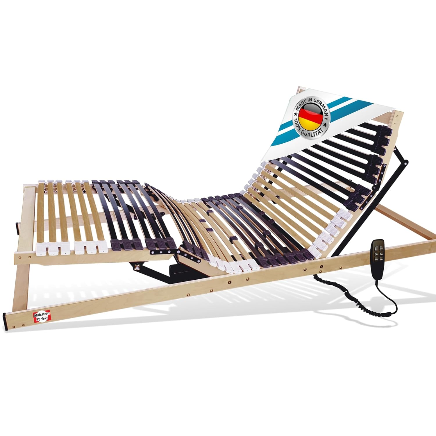 Matratzen Perfekt 7-Zonen Motor-Lattenrost mit 5-facher Härtegrad-Regulierung und 42 Federleisten, elektrisch verstellbar und orthopädisch mit…