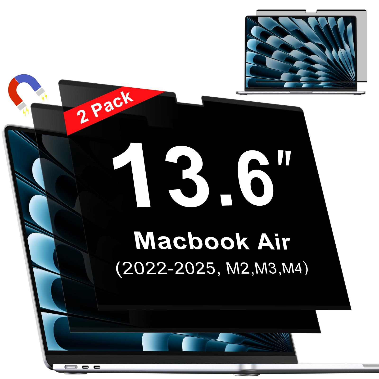 Écran Confidentialité Magnétique ZOEGAA MacBook Air 13,6 - Filtre Lumière Bleue Amovible