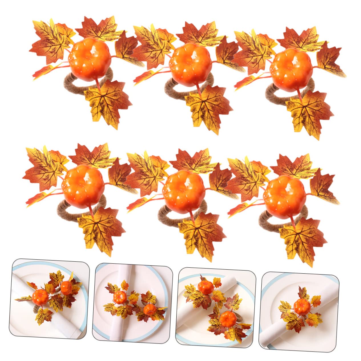 Cabilock 3 Set Bottoni Di Tovagliolo Di Zucca Decorazioni Thanksgiving Portatovagliolo Bling Portatovaglioli in Rattan Adornare Portatovaglioli Affidabili Arredamento Per Feste 6 Pezzi * 3