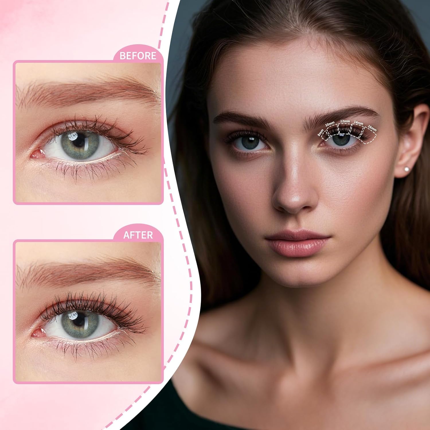 uCoolMe Venus Lash Clusters Kit 8-16mm with 5-6mm Bottom Lashes Wispy Natural Eyelash Clusters Kit D Curl -WideSpan Thin Invisible Lash Band - Image 3