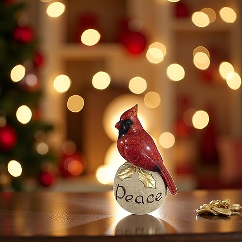 Miniatura 2 de Comfy Hour Joyful Holiday Collection - Figura de pedestal de piedra cardenal roja de 6 pulgadas, pájaro de alto brillo, decoración ideal de Navidad