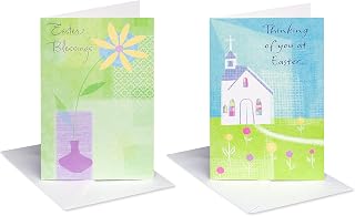 American Greetings Easter Cards with Envelopes, Church and Flower (6-Count)