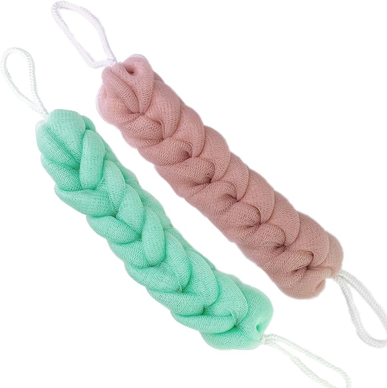 Bucha esfoliante para costas PPHAO BASIC verde e rosa, 54,61 cm, pacote com 2