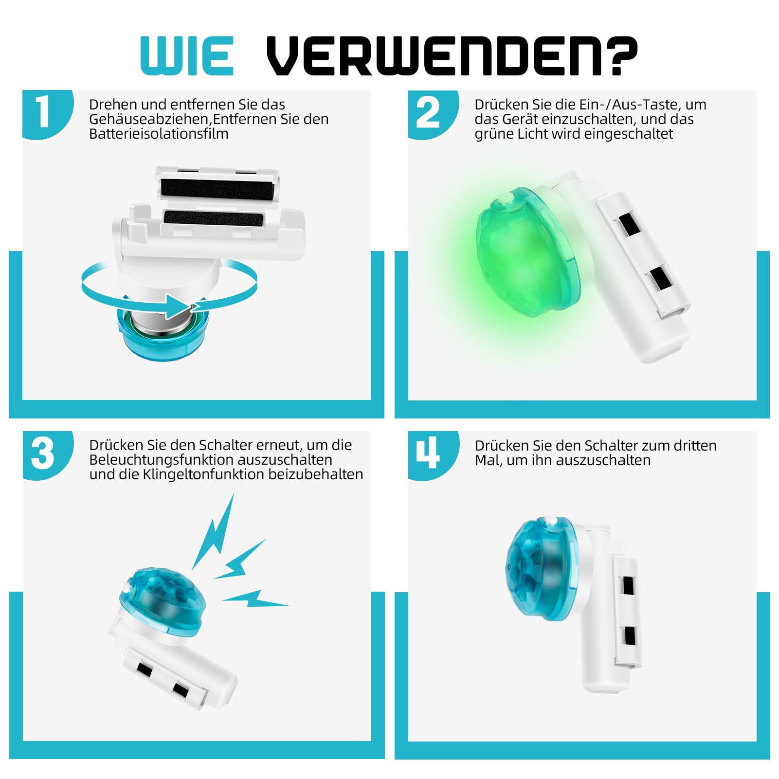 Lot de 4 détecteurs de touche électroniques pour la pêche, détecteurs de touche LED pour pointes de canne à pêche, alarme de touche pour la pêche de jour/nuit