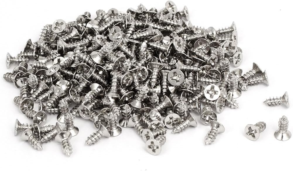 Sourcingmap M3 x 8mm Phillips Flat Head Self Tapping Screws Silver Tone 275pcs
