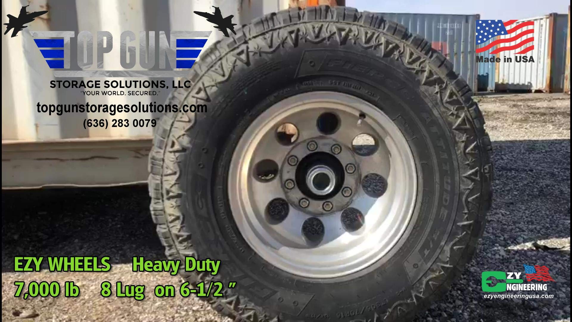 Ezy Engineering Wheels Heavy Duty 8LUG Shipping Container Wheels Top