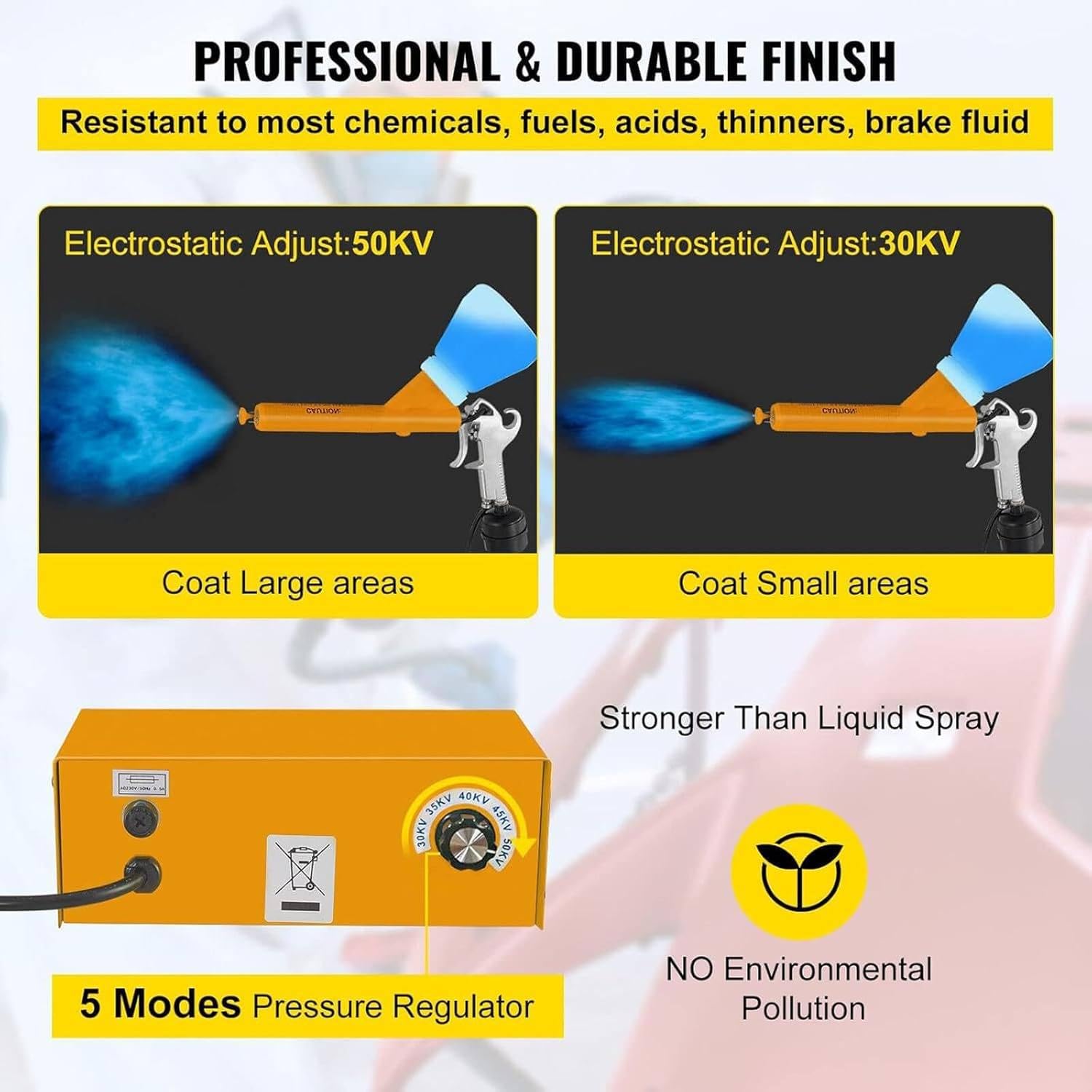 Elektrostatische Pulverbeschichtung, Elektrostatisches Sprühmaschinenset, Pulverbeschichtungspistole, Pulverbeschichtungsmaschine, Lackierpistole Yellow