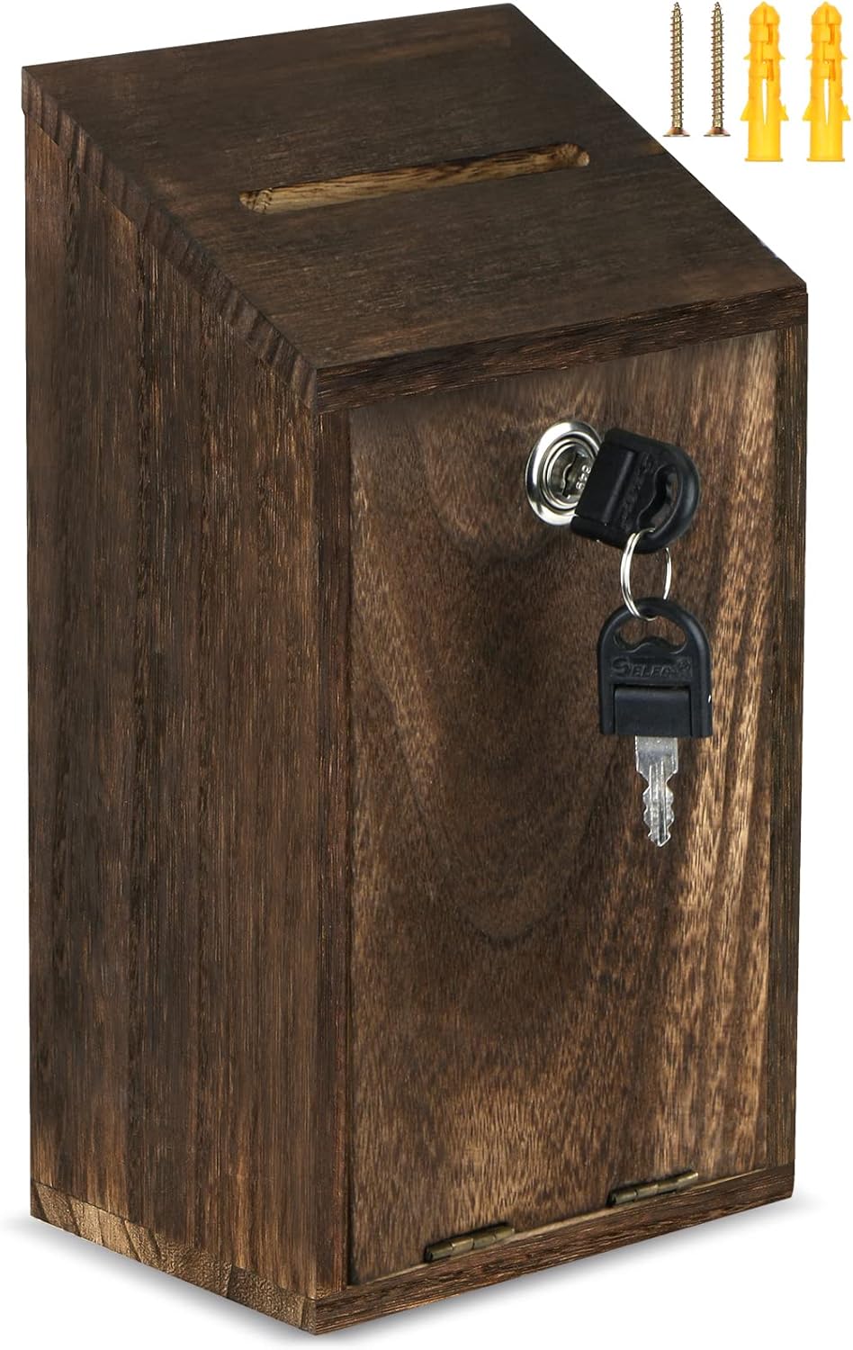 AFOROEOA Wood Suggestion Box with Lock Mailbox Donation Box