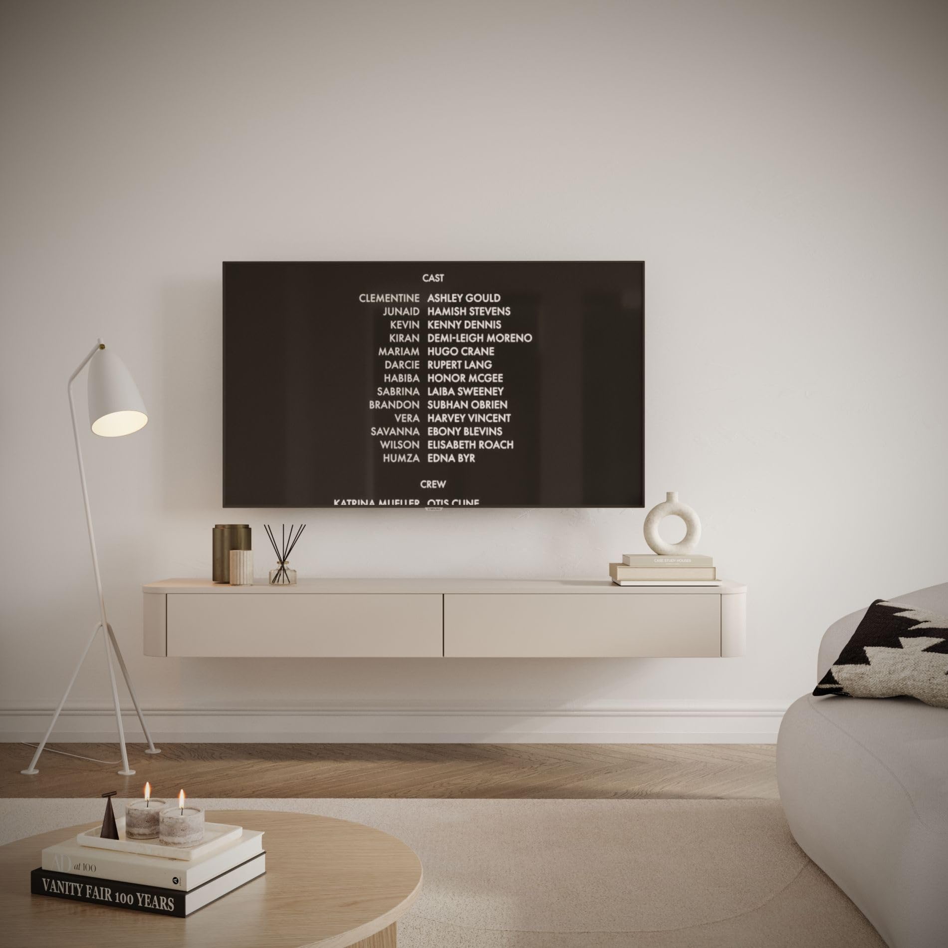 Selsey Hängendes TV-Lowboard 175 cm – Minimalistisches TV-Schrank in Kaschmir-Matt, mit Stauraum – Elegantes TV-Board für Wohnwand Wohnzimmer, MDF & Spanplatte, Kaschmirgrau