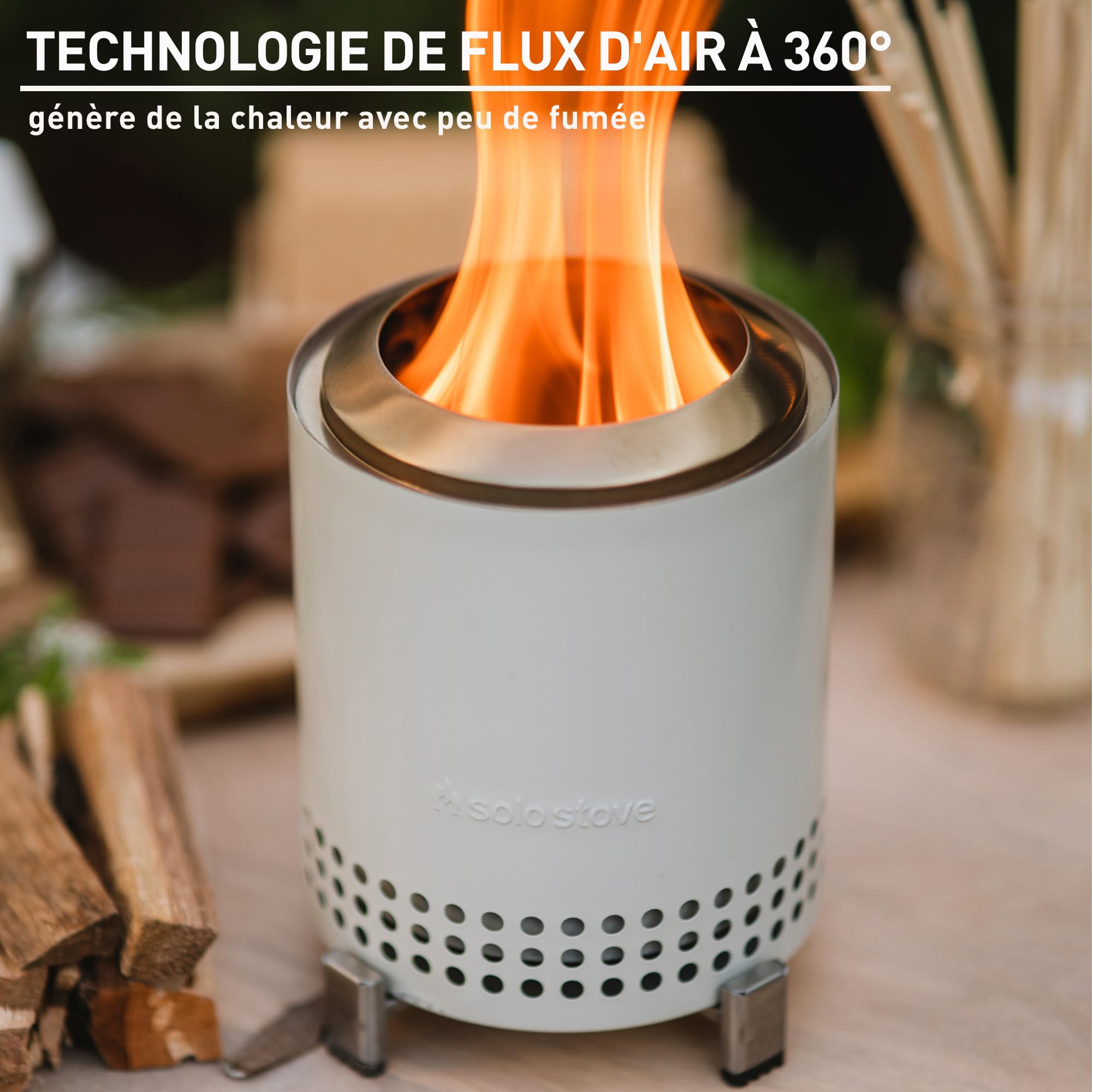 Solo Stove Brasero de Table Mesa avec Support | Mini cheminée d'extérieur à Faible dégagement de fumée, par des granulés ou du Bois, Acier Inoxydable, avec Sac de Transport, 17,5 x 13 cm, 635 g, Gris