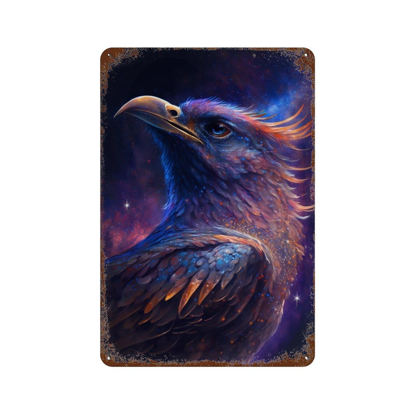 Weathered Tin Sign Cosmic Feathered Beast-6 11.8"x7.9", Novelty Wall Decor for Basement, Hobby Room And Garage Decor