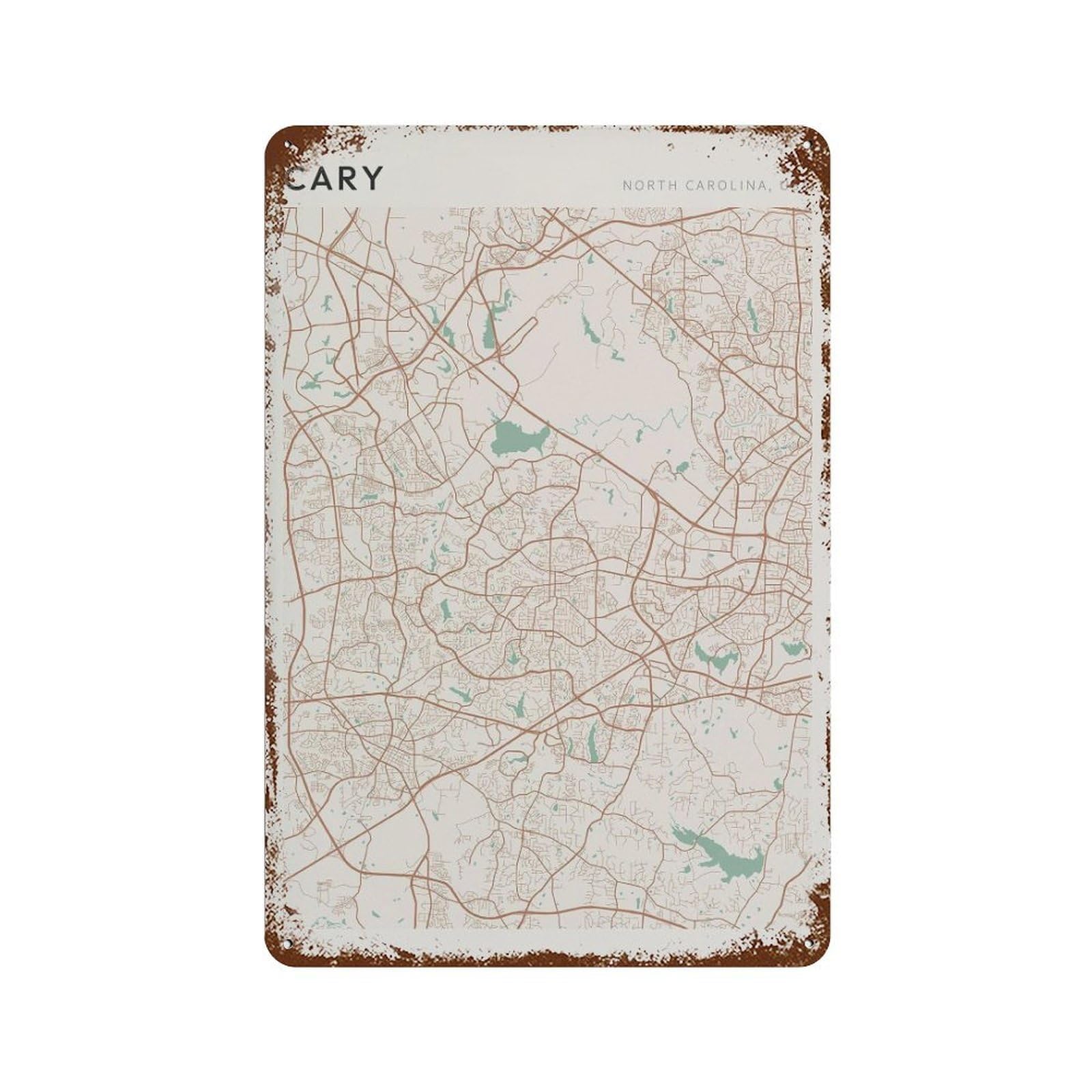 xiaoxiaoshen Cary Map North Carolina Travel Gift Farmhouse Decor (2) Wall Decor Art Metal Tin Poster Modern Home Decor Art Home Bar Shop Decorations Vintage Sign 30x20cm