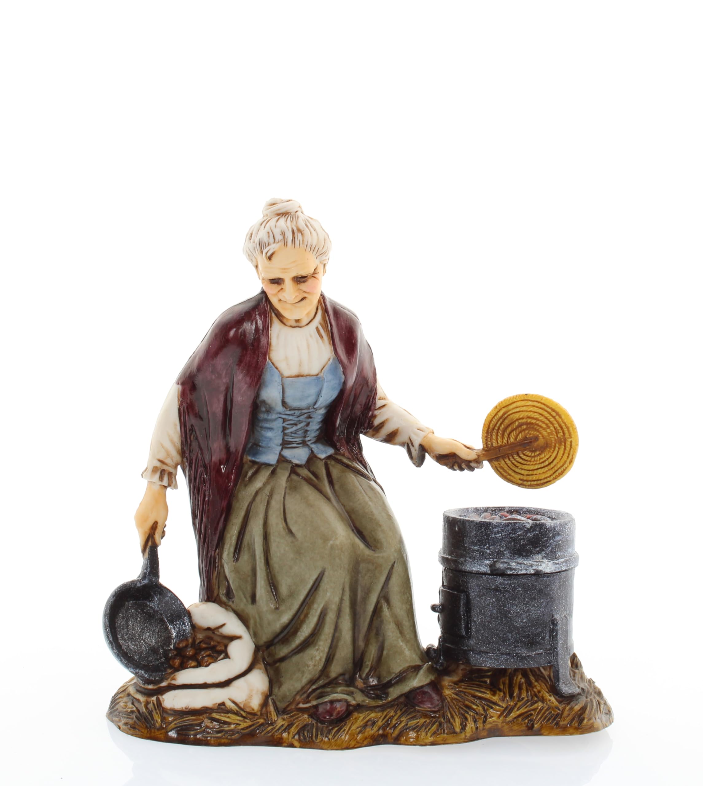 Moranduzzo Venditrice di Castagne per Presepe da Cm 12 Scala 1:15 -Statuine Presepe Indistruttibili - Stile 700', Pittura Rifinita a Mano, Prodotto Ufficiale, Made in Italy, Scultore M. Landi