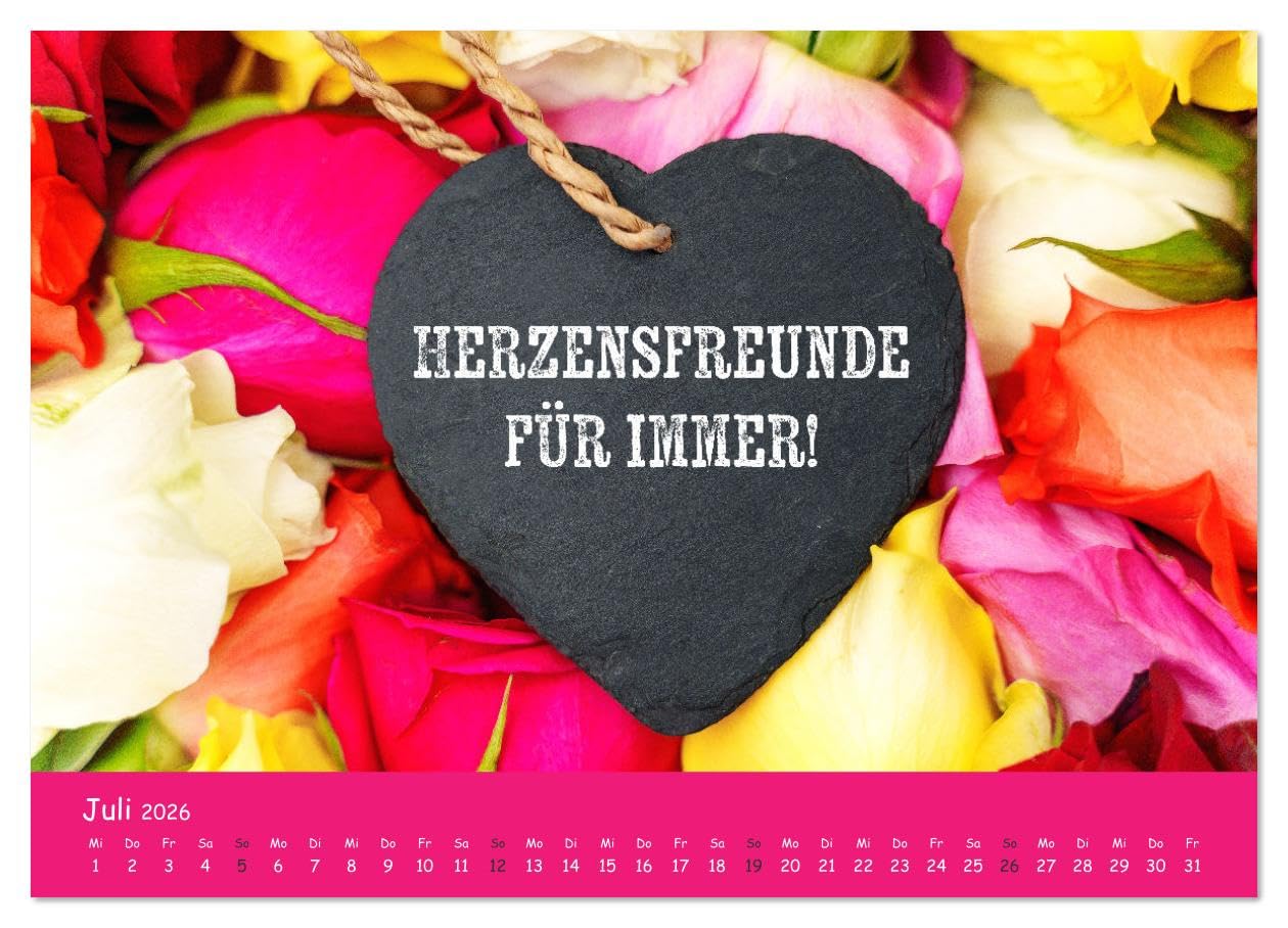 Momente im Jahr, die verbinden - Wunschkalender mit herzlichen Grüßen (hochwertiger Premium Wandkalender 2026 DIN A2 quer), Kunstdruck in Hochglanz: ... Liebe & Glück durchs Jahr (CALVENDO Spass)