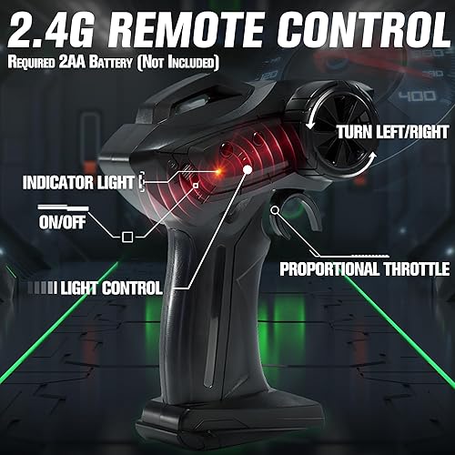 Miniatura 4 de SANCO Coche de deriva RC 120  Auto de deriva de 2.4G con sistema de doble neumático y luces LED, 20+KMH, tiempo de juego de 50 minutos, control