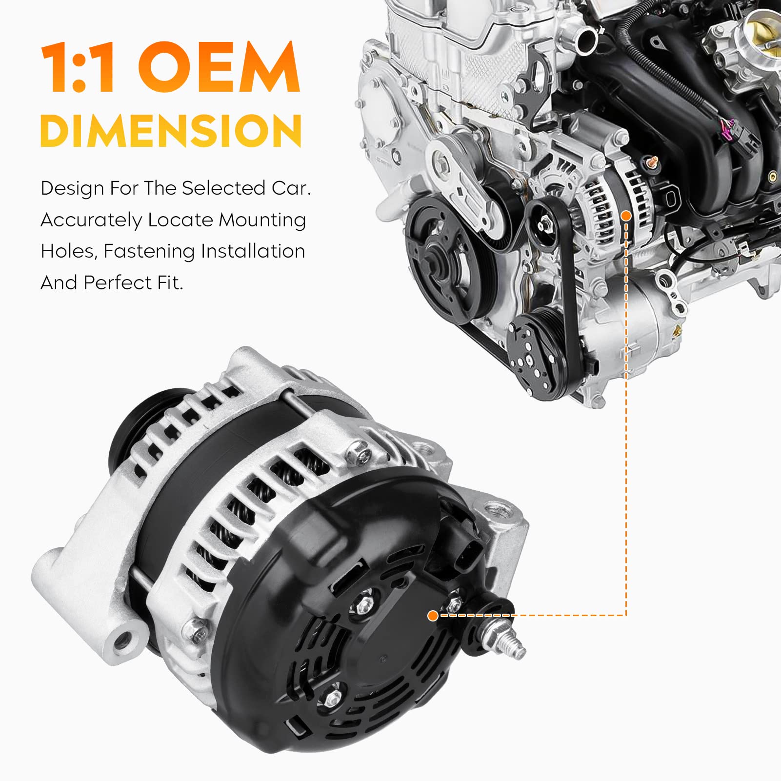 New Alternator for Dodge Grand Caravan Journey 2011-2016, Ram C/V 2012-2015, Avenger 2011-2014, Chrysler 200 11-14, Town & Country 11-16, Volkswagen Routan ?ÇÄ421000-0770 RL801624AD 11068 AL4052X