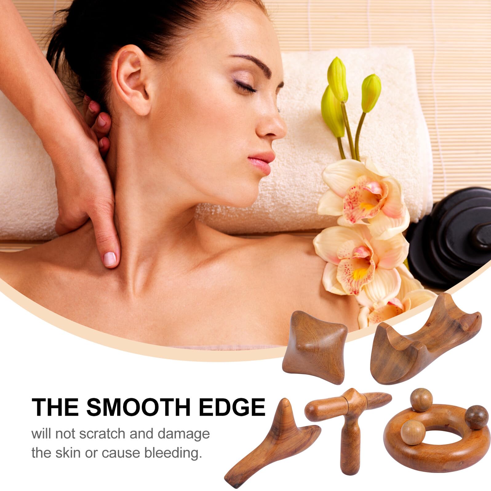 TOYANDONA 5 piezas Tableros Raspado Madera Gua Sha Triangular Ergonómico para Masaje Corporal Facial y Relajación Muscular Casa y Viaje