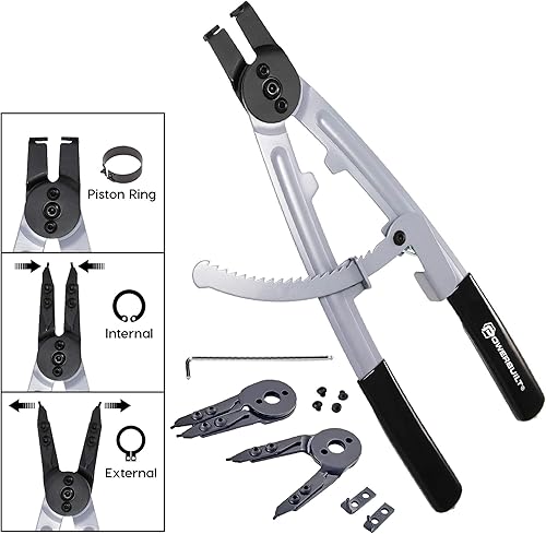 Miniatura 2 de Powerbuilt Juego de alicates de anillo de pistón de alta resistencia de 16 pulgadas / 7 pulgadas, alicates de clip de circuito interno/externo -