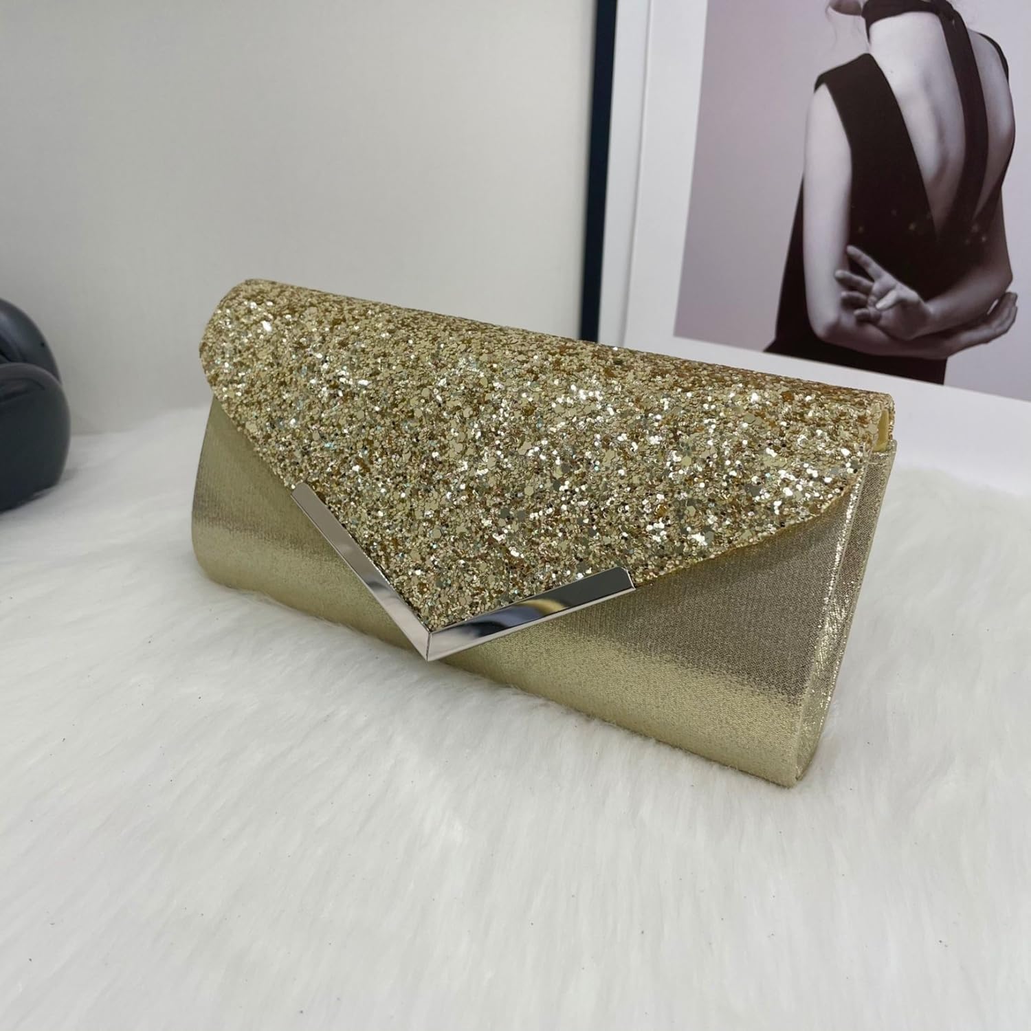Ranfare Women Rhinestone Evening Clutch Bag Bling Earring Necklace Bracelet for Wedding Formal - Image 3