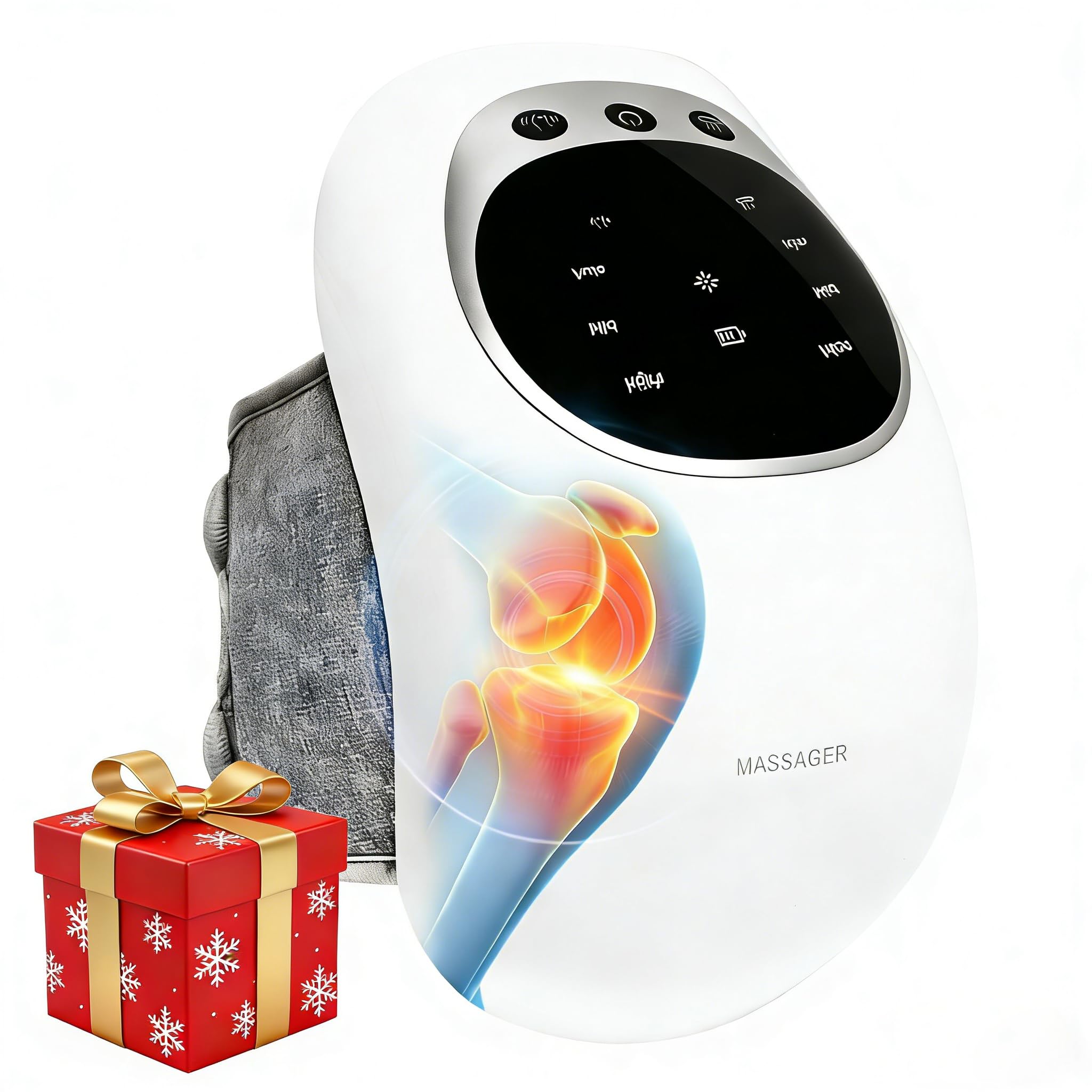 Cordless Knee Massager with Heat 3-in-1 Smart Portable Knee Massager with Multi-Function LED Screen 3 Vibration Modes and