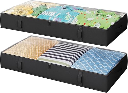 Miniatura 11 de Paquete de 2 Contenedores de Almacenamiento Debajo de la Cama, 8 Pulgadas de Alto Contenedor Organizador de Almacenamiento de Ropa Debajo de la Cama