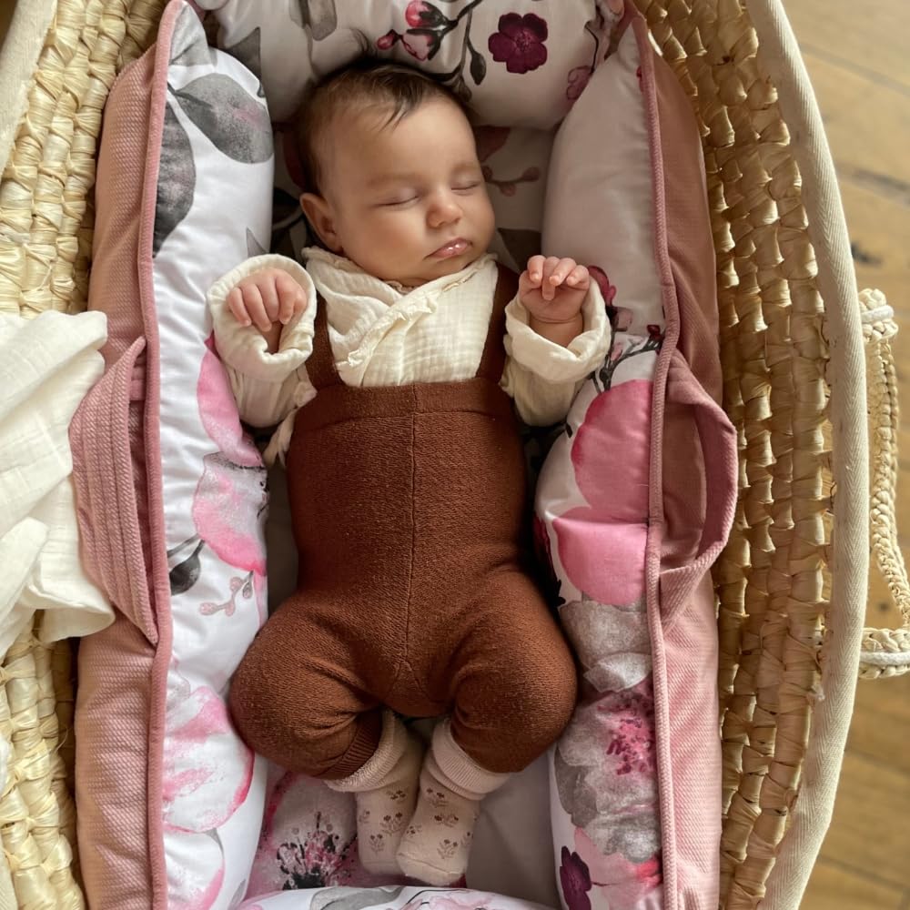 Bellochi Nid universel pour bébé | Retraite confortable pour nouveau-né | Chaise longue multifonction avec fermetures magnétiques silencieuses | Parfaitement dimensionné 100 x 70 x 14 cm (Blush)