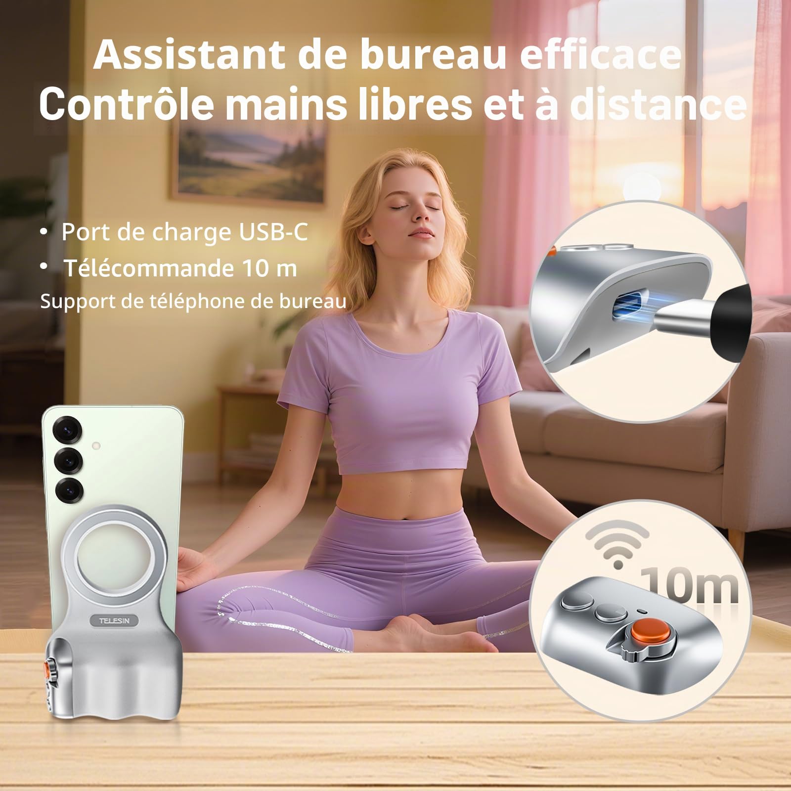 Poignée d'appareil Photo pour Smartphone et lumière magnétique RVB pour Selfie, poignée Magsafe avec télécommande Bluetooth, Charge USB-C Amovible, Prise de téléphone Portable pour Prendre des Photos