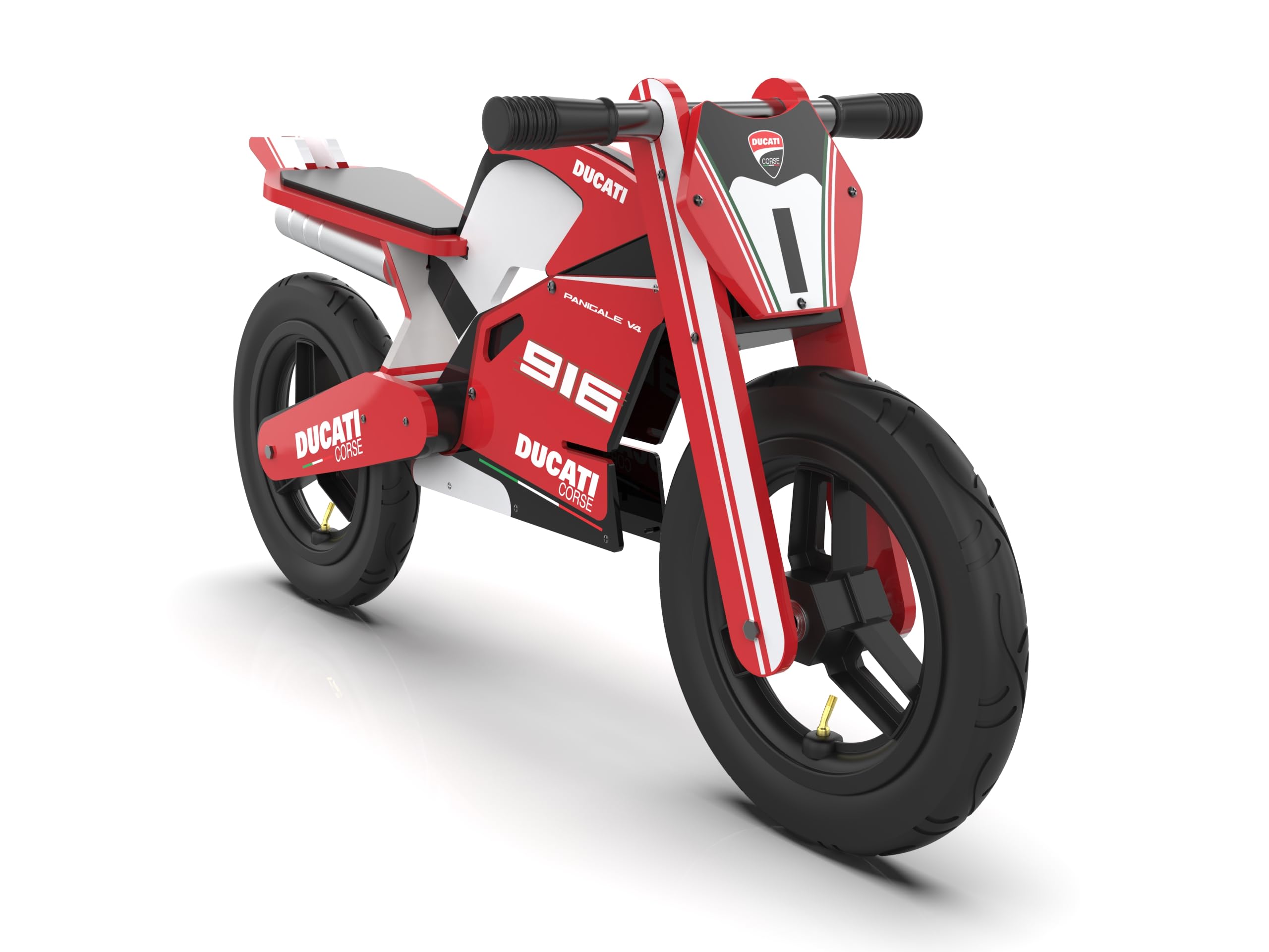 Kiddimoto Ducati 916 Kids Balance Bike, Officially Licensed, Wooden Toddler Balance Bike for Ages 3+, Lightweight Ride-On with Rubber Tyres