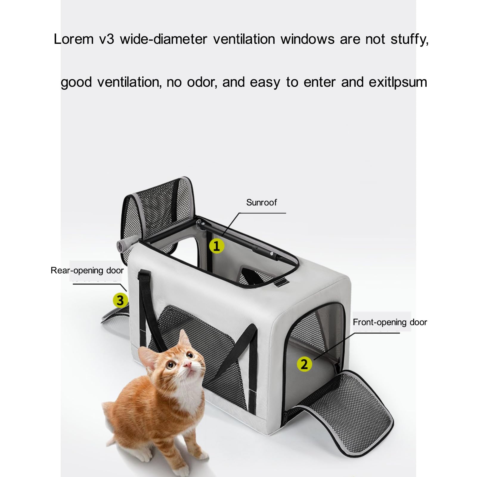 Sac De Transport pour Chat à roulettes, Sac De Transport Amovible avec Bol Et Tapis, Chariot RéTractable Et Pivotant, Parfait pour Voyager en Voiture, en Train Ou en Avion (Gray)
