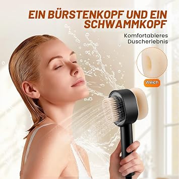 Filtersonic 3-in-1 Shower Head Doodle High Pressure Massage Shower Head Against Limescale Removes Hard Water Residual Chlorine and Heavy Metal + Accessories (Black)