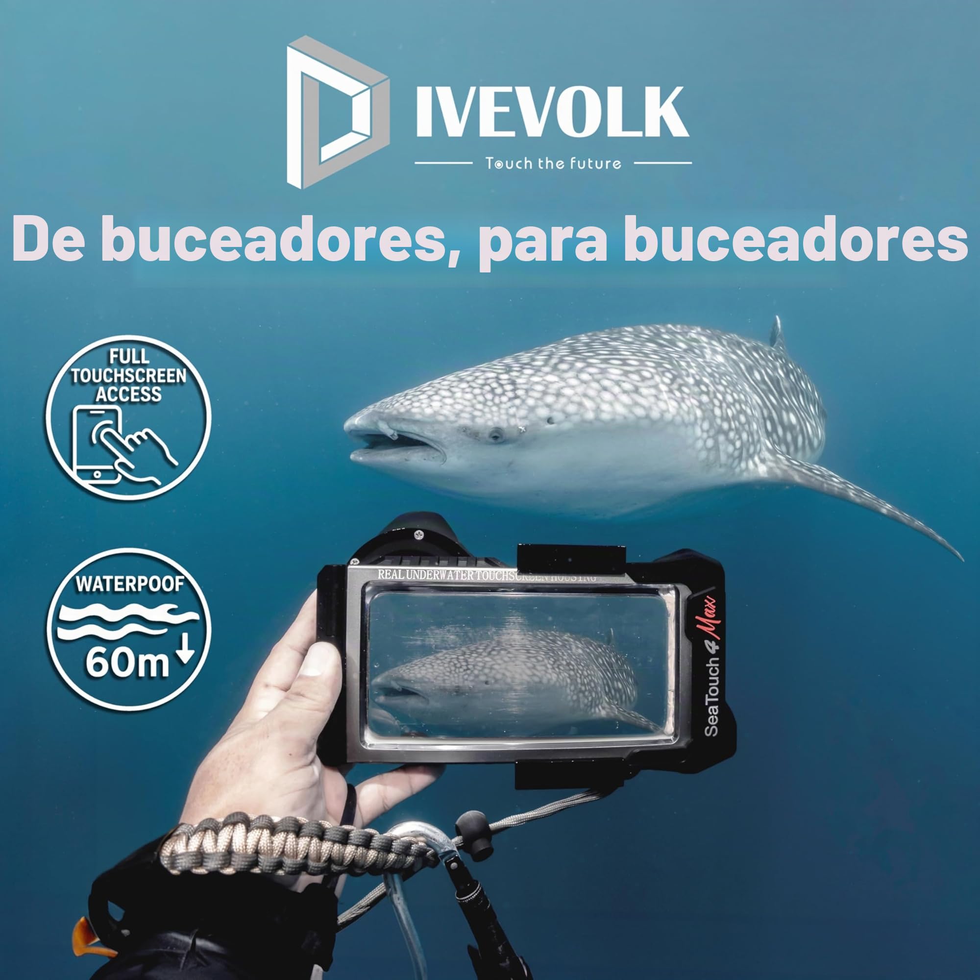 DIVEVOLK Seatouch 4Max Funda impermeable para iPhone 12/12Pro/13/13Pro/14/14Pro/15/15Pro/16