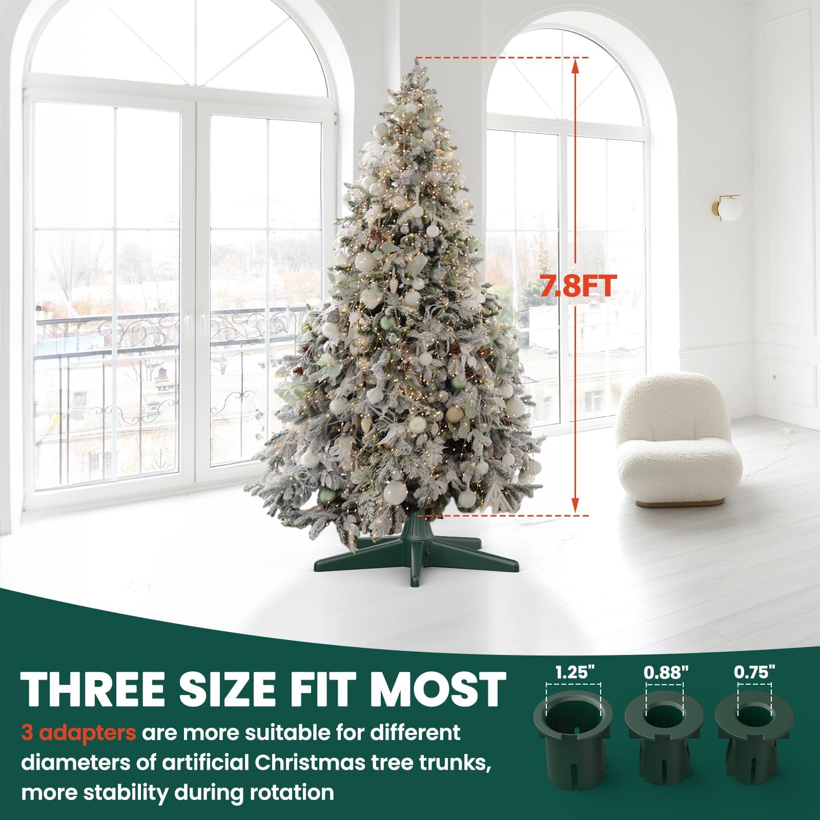 360 Degree Rotating Tree Base GREATDAY Rotating With Foot Switch